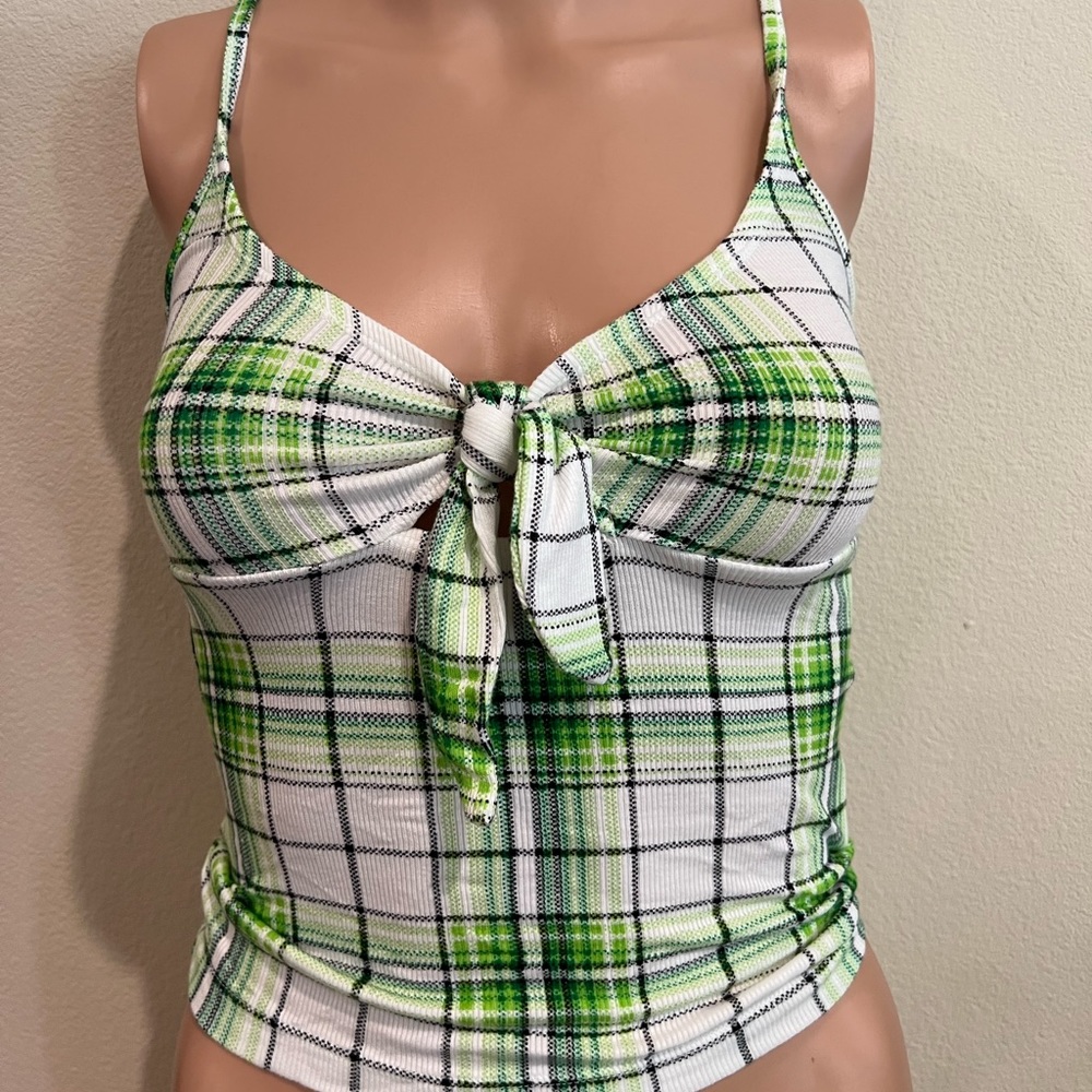 Plaid spaghetti strap tank